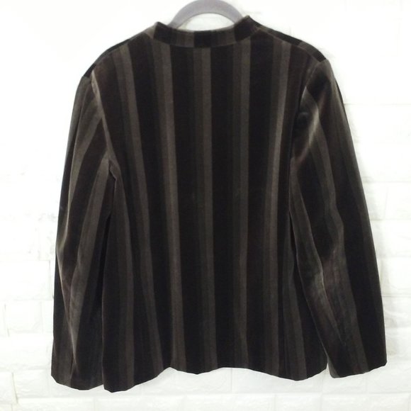 Vintage 70s-80s TanJay Velvet Jacket Steampunk Rocker Striped Ladies M(10) Brown - Picture 5 of 11